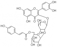 3-O-{2-O-[6-O-(對羥基-反-香豆酰)-葡萄糖基]-鼠李糖基}槲皮素對照品